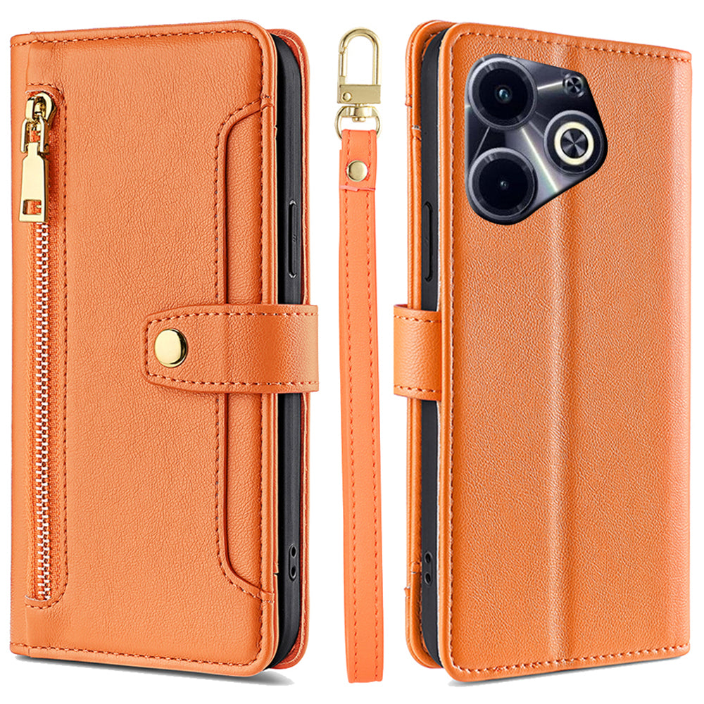 For Transsion Infinix Hot 40i Leather Case Protective Wallet Phone Cover with 2 Straps For Transsion Infinix Hot 40i Leather Case Protective Wallet Phone Cover with 2 Straps